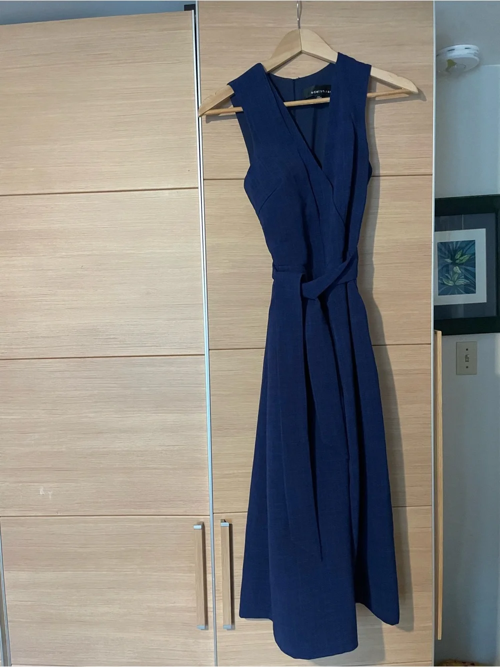 Adelyn Rae Navy Sleeveless Wrap Jumpsuit with Tie Waist - Picture 7 of 11